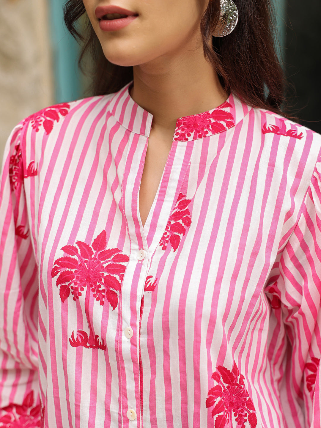 Pink Palm Printed Shirt