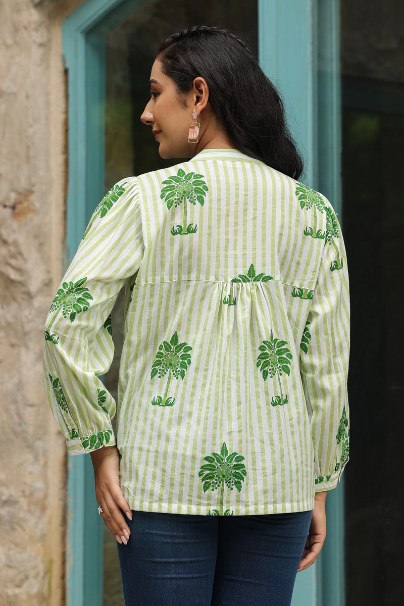 Green Palm Printed Shirt