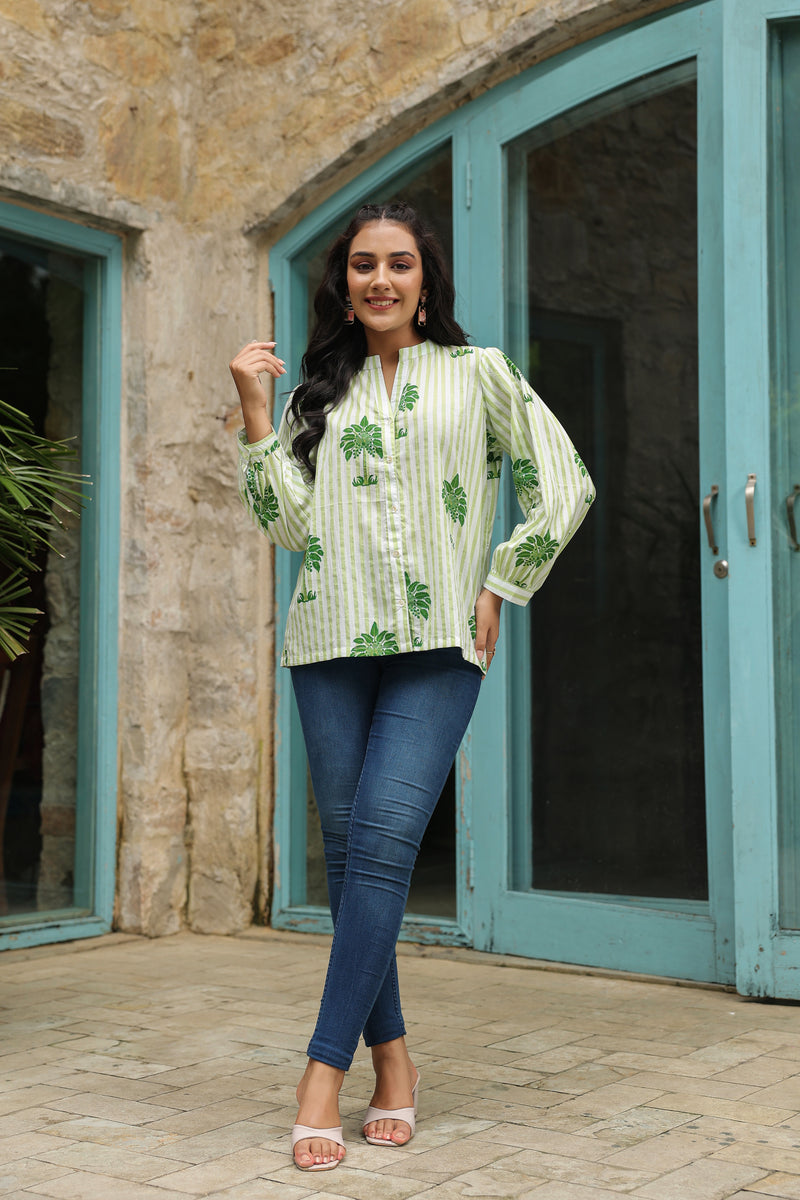 Green Palm Printed Shirt