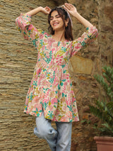 Colorful Multi-Tier Flare Top with Button Closure