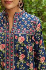 Blue Floral Printed Long Top