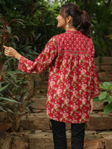 Red Floral Printed Long Top