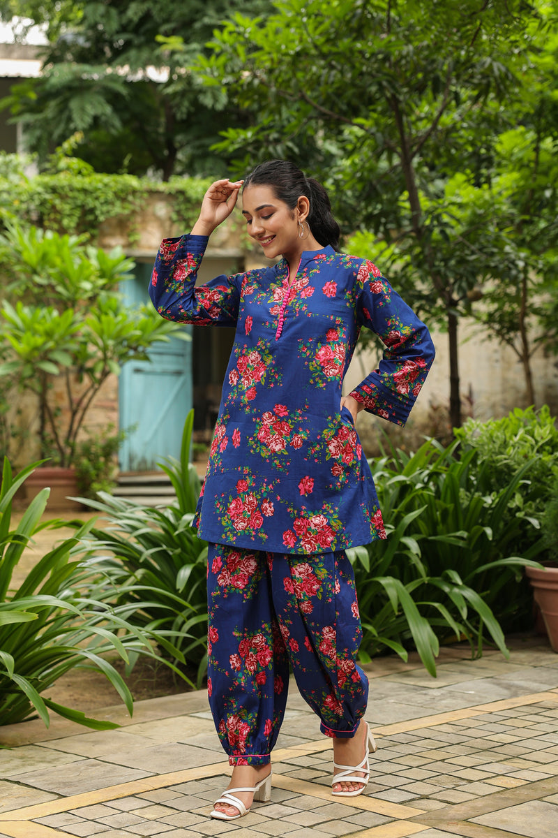 Blue Printed Ethnic Co-ord Set