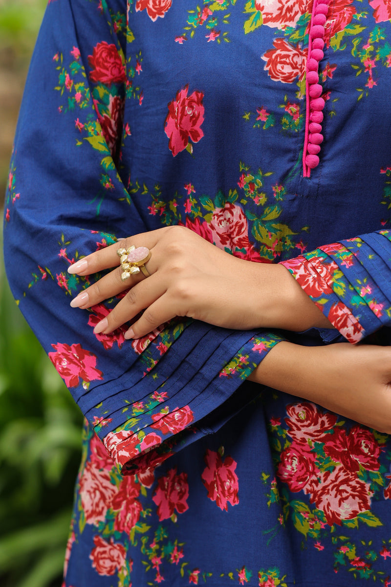 Blue Printed Ethnic Co-ord Set