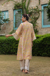 Yellow Paisley Printed Afghani Chogha