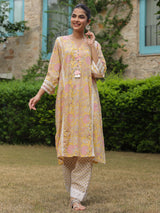 Yellow Paisley Printed Afghani Chogha