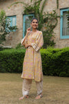 Yellow Paisley Printed Afghani Chogha