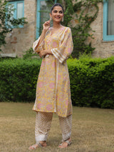 Yellow Paisley Printed Afghani Chogha