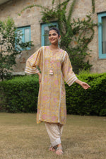 Yellow Paisley Printed Afghani Chogha