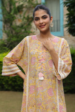 Yellow Paisley Printed Afghani Chogha