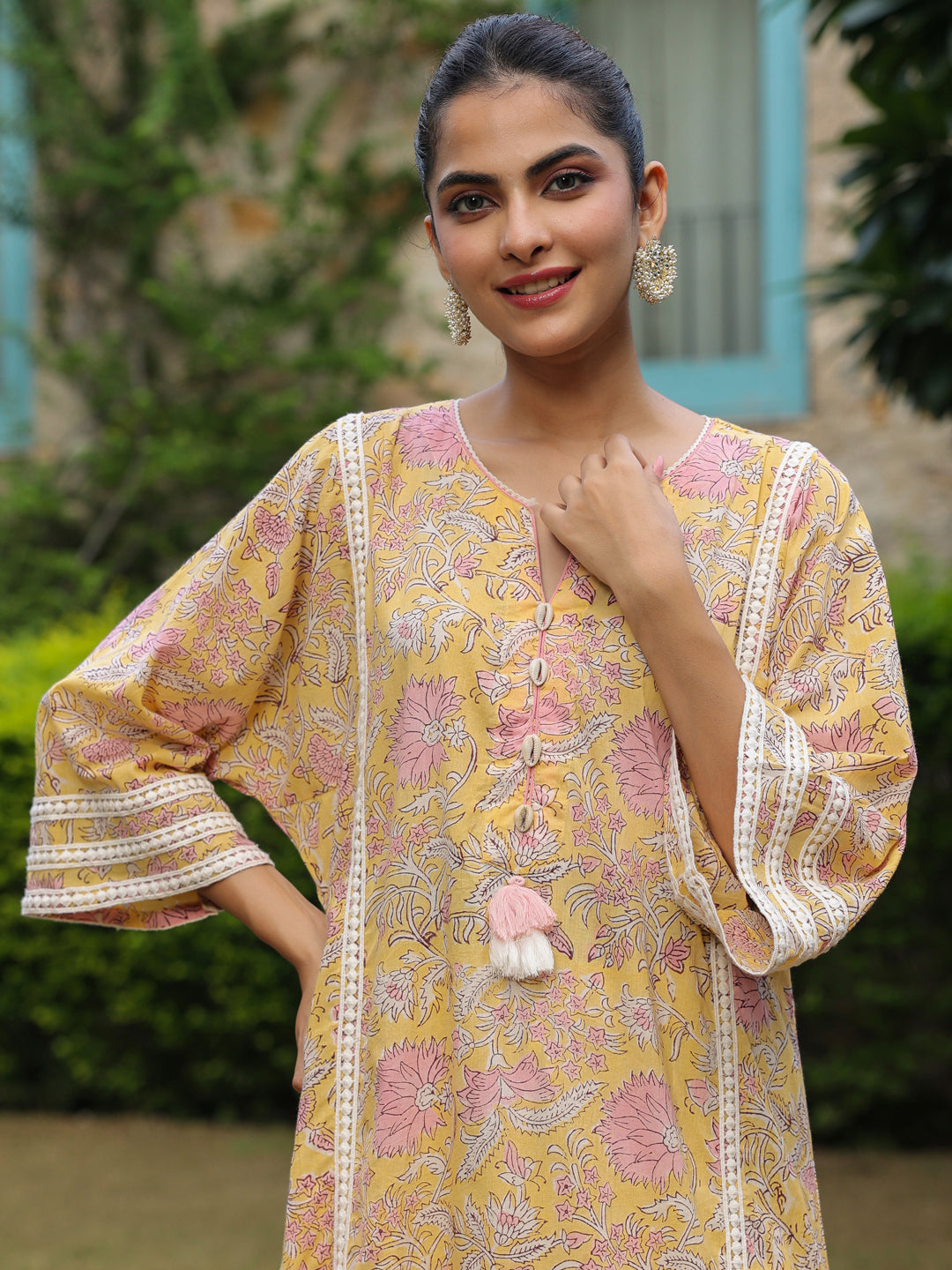 Yellow Paisley Printed Afghani Chogha