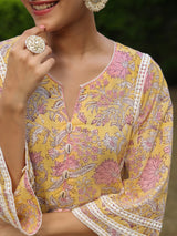 Yellow Paisley Printed Afghani Chogha