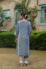 Paisley Blue Printed Afghani Chogha