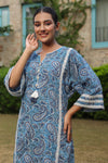 Paisley Blue Printed Afghani Chogha