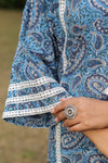 Paisley Blue Printed Afghani Chogha