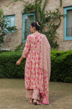 Floral Printed Empire Sequinned Pure Cotton Kurta With Trousers & Dupatta