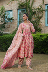 Floral Printed Empire Sequinned Pure Cotton Kurta With Trousers & Dupatta