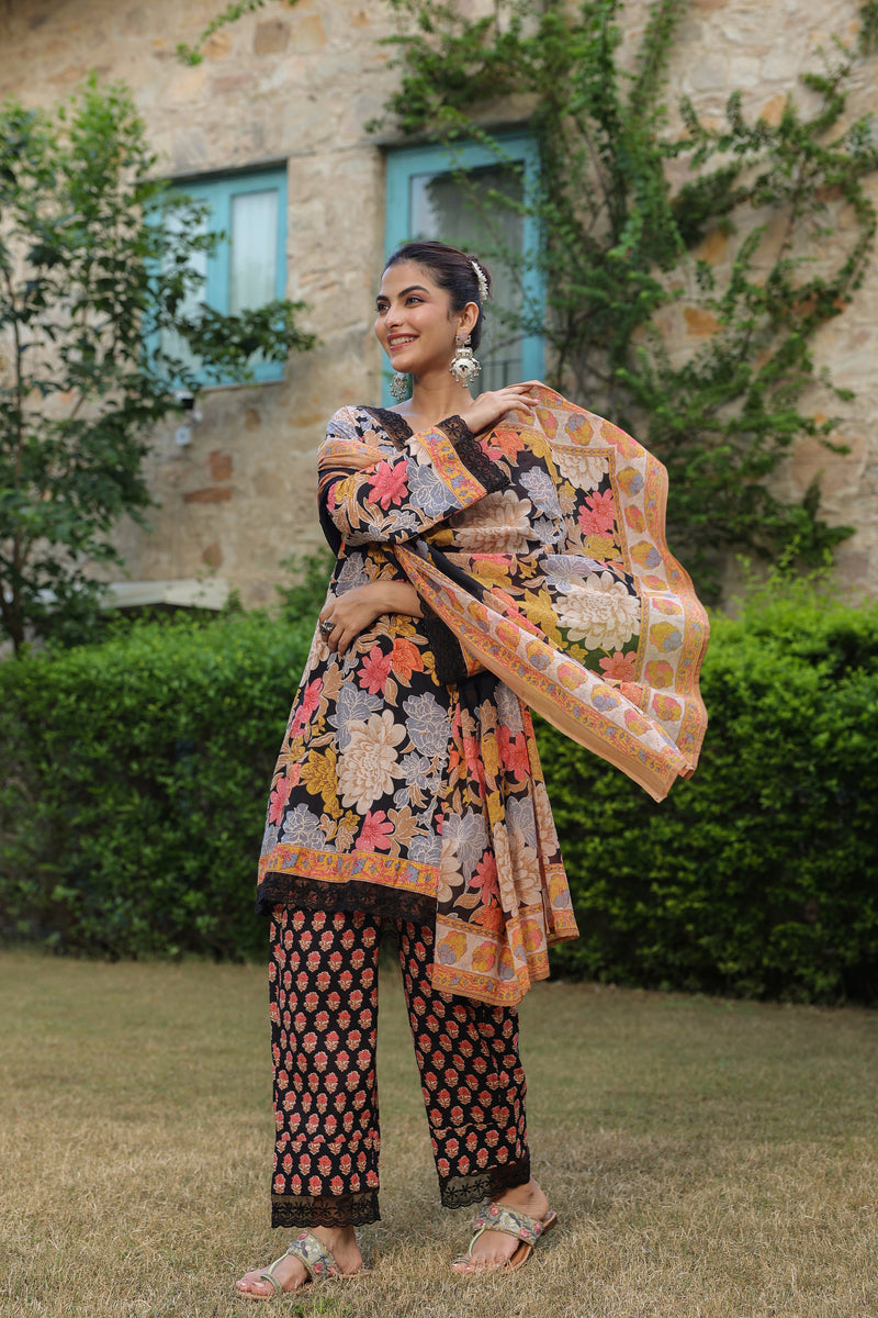 Black Printed Pakistani Suit Set