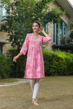 Pink Printed Pintucks Tunics