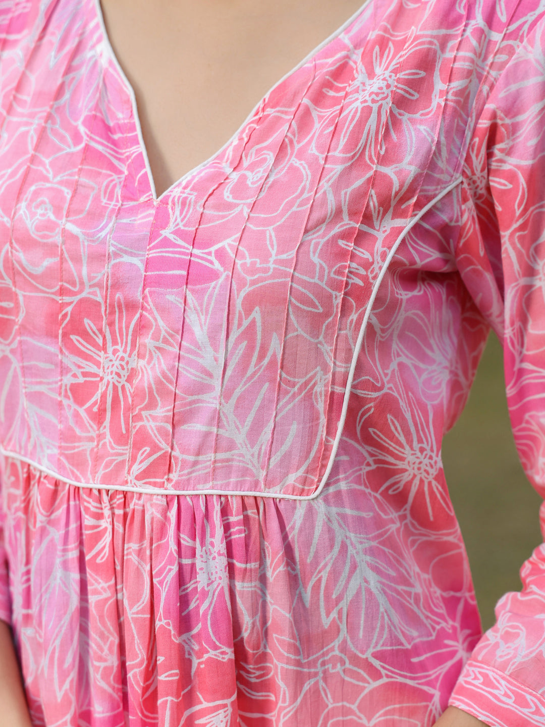 Pink Printed Pintucks Tunics