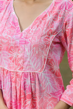 Pink Printed Pintucks Tunics