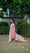 Floral Printed Empire Sequinned Pure Cotton Kurta With Trousers & Dupatta