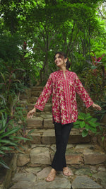 Red Floral Printed Long Top