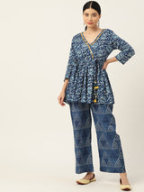 Indigo Printed Co-ord Set with Pockets