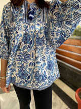 Hand-block Printed Boho Volume Sleeves Top